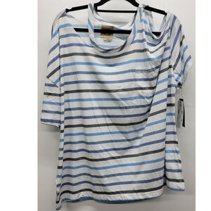 Chaser Vintage Inspired Stripe Shirt with Cut Out Size 3x